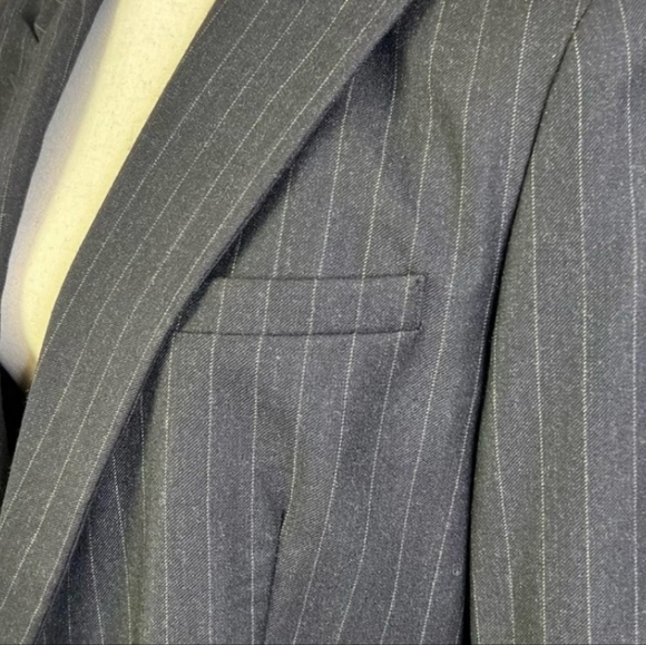 Ralph Lauren Pinstripe Double Breasted Blazer Dark Gray Size 10 - Picture 13 of 13